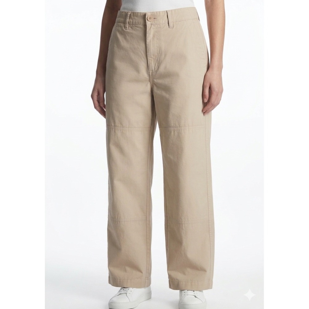 COS Mid-Rise Straight Leg Trouser Pants Light Beige Women Size EU 44 US 14 Large